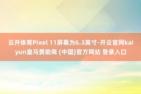 云开体育Pixel 11屏幕为6.3英寸-开云官网kaiyun皇马赞助商 (中国)官方网站 登录入口