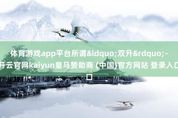 体育游戏app平台所谓&ldquo;双升&rdquo;-开云官网kaiyun皇马赞助商 (中国)官方网站 登录入口